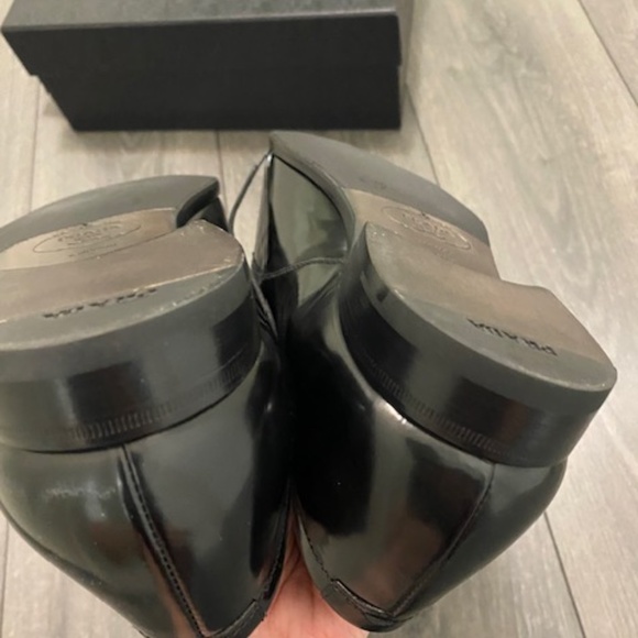 Prada Black Brushed Leather Derby Shoes Size 10.5 NWT - Picture 11 of 13